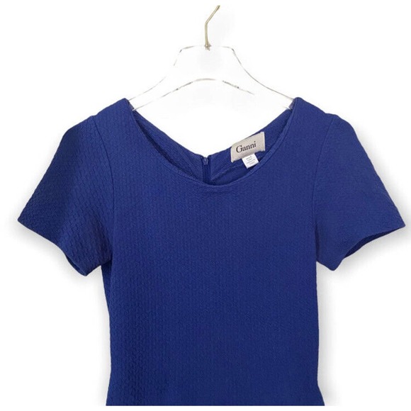 GANNI Royal Blue Dress Textured Fit And Flare Women Size Extra Small Cobalt Blue - Picture 7 of 7